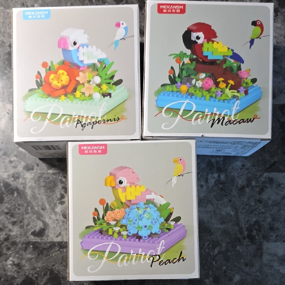 Mekansm | Parrot / Bird Themed Building Blocks LEGO Set of 3 *NIB